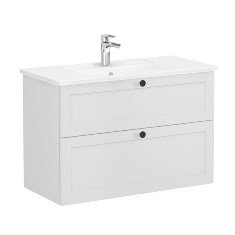 Vitra Root Classic 68877 Lavabo Dolabı, İki Çekmeceli, 100 Cm, Mat Açık Gri, Köşeli Lavabolu